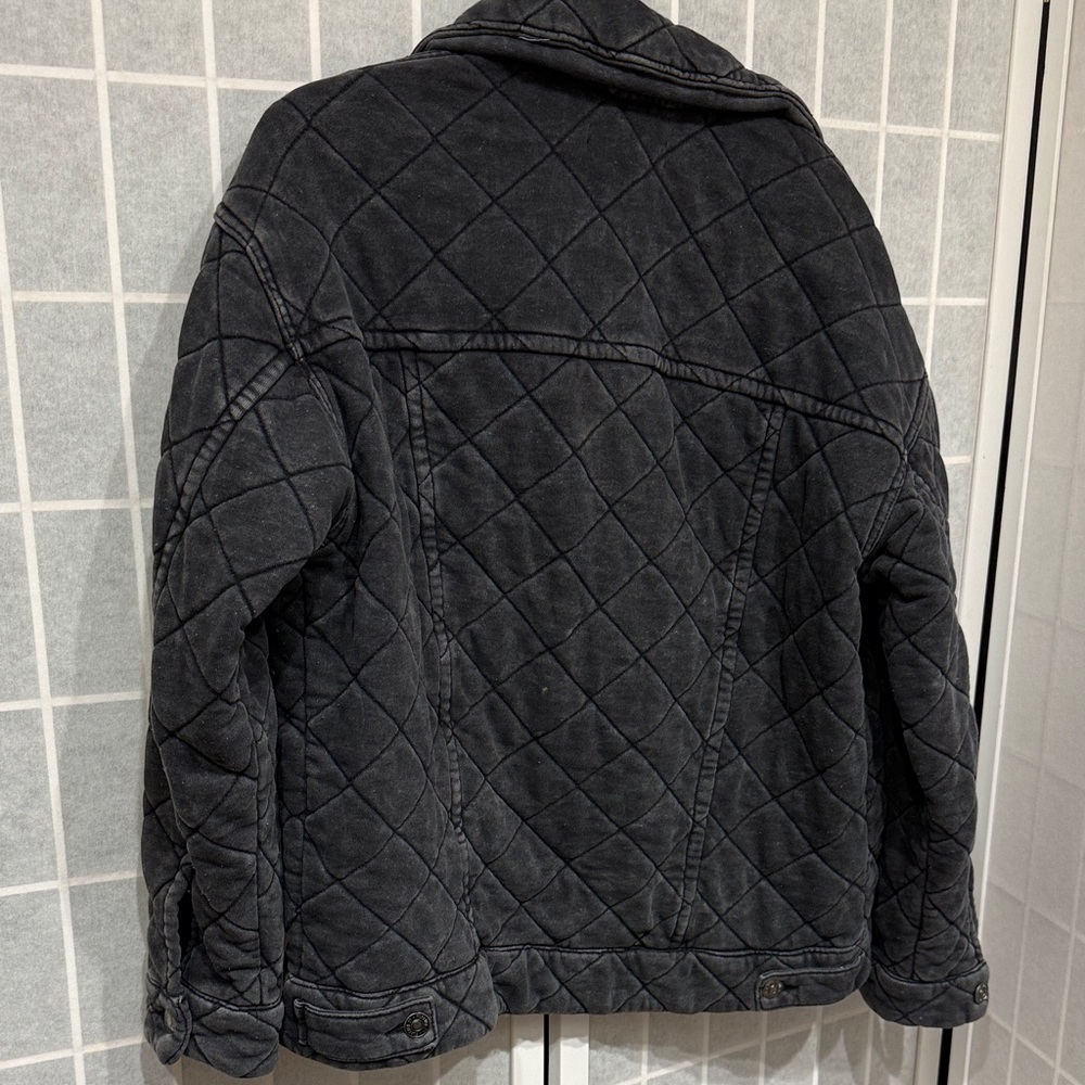 Forever 21 Womens Charcoal Quilted Jacket Size S - Picture 6 of 7